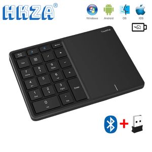 Tangentbord HKZA MINI 2.4G Bluetooth -tangentbord numerisk knappsats 22 Keys Digital tangentbord med pekplatta för Windows iOS OS Android PC -surfplatta