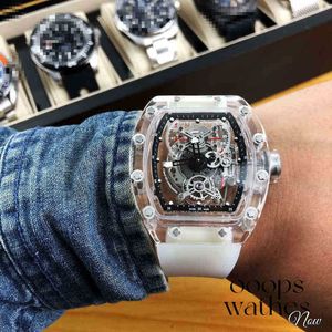 Luksusowy zegarek data wolna męskie przezroczystą skorupę automatyczną mechaniczną zegarek prostokątny osobowość pełna wydrążona modna modna sport