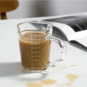 Tumbler 70/150ml espresso berrak cam fincan çift ağız ölçeği Süt latte jug kahve kupa ısıya dayanıklı içecek eşyaları H240506