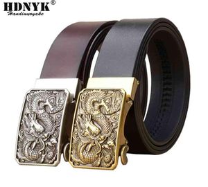 Famosa marca China Dragon Buckle Belt Men Cowskin Genuine Luxury Leather Men039s Belts para Mentrap Male Macho Metal Automático Buckl8620686