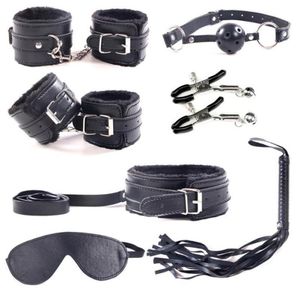 Strumenti sessuali Acquista Prodotti sessuali 7 PCSSET Play in pelle per adulti giocattoli sessuali sexy bdsm kit di imbracatura di bondage fetish sextoys per coppie y16610996