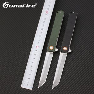 Tunafire black/green GT960 D2 Steel blade folding camping outdoor pocket knife High end linen fiber handle,with ball bearing