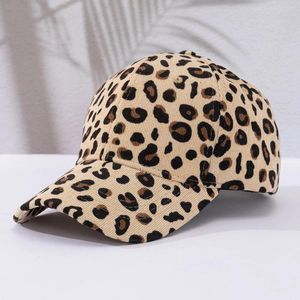 Ball Caps Leopard Hat Women's Autumn And Winter Corduroy Baseball Cap Warmth Preservation Sunscreen Hard Top Men