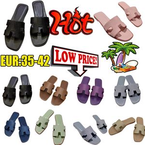 Designer Sandal Sandaler för kvinnors glidskivor tofflor Triple Black Brown Pink Slide Leather Patent Slipper Womens Sandale Hot Sale
