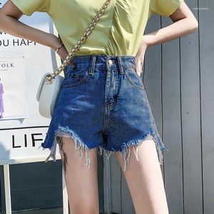 Women's Jeans Ragged Perforated Solid Color Denim Shorts Women's Clothing Loose Thin Summer Wide Leg Slimming Straight A Line Pants