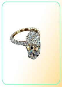 Solitionaire Oval 4ct Lab Diamond Cz Кольцо 100 Оригинал 925 Стерлинговые обручальные обручальные кольца для женщин для женских свадебных украшений 213049229