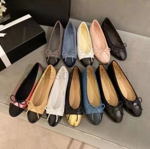 Ayakkabı Klasik Tasarımcı Elbise Ayakkabı Bahar ve Sonbahar% 100 Cowhide Bale Daireler Dans Ayakkabıları Moda Kadınlar Siyah Düz Tekne Ayakkabı Sandal Lad
