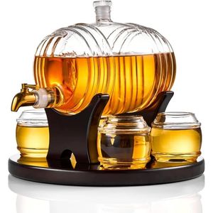 Whiskey Barrel Decanter Set Liquor Dispenser Birthday Valentines Day Gifts Ideas for Men Husband 1350ML with 4 240429