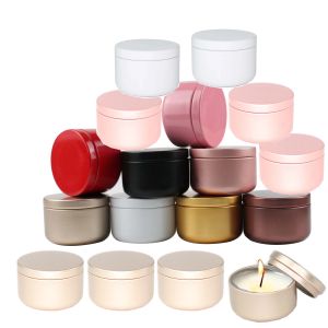 Świece 20/30/50pcs Aluminium Candle Tin 50 ml okrągłe pojemniki na świeca kosmetyczne słoiki oleju Pusta aromaterapia zapieczętowana metal