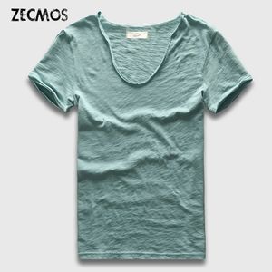 Zecmos Brand Men Tshirt Plain Hip Hop Fashion Casual xxxl V Шея футболка Swag для короткого рукава Top Tees 240420