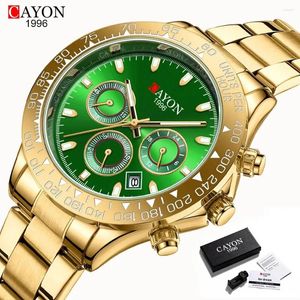 Orologi da polso cayon orologi uomini cronografo cronografo sport waterproof in acciaio inossidabile orologio relojes hombre