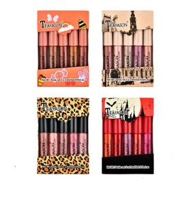 Teayason Lips Makeup Set 5pcs Mini Matte Lip Gloss Liquid Lipstick lipkit Nude Colour Lipgloss Make Up kit 4 Styles6307050
