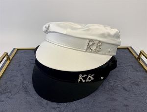 Berets Simple NAVY CAP Rhinestone Hat Women Men Street Fashion Style Sboy Hats Black Flat Top Caps Drop Ship8040108