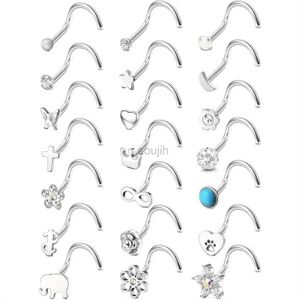 Body arts besteel1pc anelli naso con borchie in acciaio inossidabile l gioielli piercing al naso a forma di vite per donne d240503