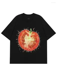 女性用Tシャツシーリムコットンシャツ女性服面白いトマトプリントTシャツルーズストリートウェア韓国ファッションサマートップY2K TEESシック