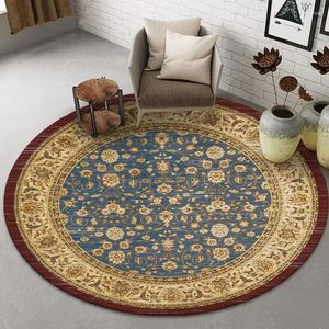 Carpets American Retro Style Round Carpet Living Room Sofa Tea Table Bedroom Study Hanging Basket Floor Mat Computer Chair Bohemi