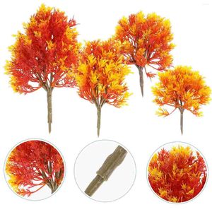 Dekorative Blumen 4 Stcs Garten Plastik Ahornmodell Layout Requisiten DIY Handgemachte Landschaftsmaterial Pflanzen Orange (19cm)