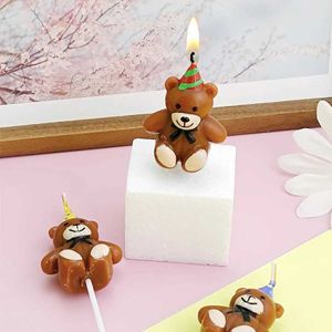 3 pezzi Candele Vendita calda 1 PC Cartoon Bear Cake Happy Birthday Candela per bambini Childrens Festa DECORAZIONE DELL'OVERSI