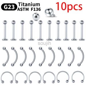 Body Arts Wholesale 10pcs sobrancelha de jóias de joalheria Labret Lip Stud G23 Titanium Sepning Piercing Nariz Ring C Jóias da carroceria para mulheres D240503