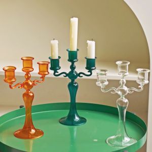 Halter 3 Heads Kerzenhalter Kerzenstick für Home Decoration Holiday Candle Stick Hochzeit Weihnachtskanderhalter Mittelstücke