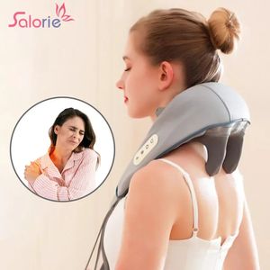 Drahtloser Nacken- und Rückenmassagebastel Elektrisch Tiefes Gewebe Kneten Massage Kissen Halsschalter Schal Schal für Frauen Männer 240430