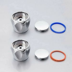 Ustaw gorący zimny kran kran Knob Knob Universal Reflect Silver Ton Red+Blue 2pcs/Set Faucet Uchwyt Akcesoria łazienkowe