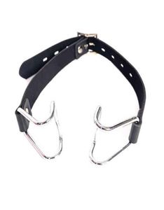 NXY SM Sex Adult Toy Camatech Bdsm Metal Nose Hook Open Mouth Gag Bondage Slave Oral Fixation Bite with Clip Leather Harness Strap6218544