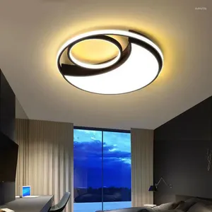 Ceiling Lights Modern Moon Led Lamps For Children Room Bedroom Study Simple Black Round Ring Chandelier Kids Light Fixture