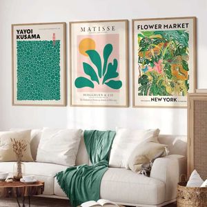 Pers Scandinavo Simple Wall Art Abstract Matisse Tropical Greens Flower Market HD Pinting Poster Postato Casa Dato DECI DEL SOGGIORI J240505
