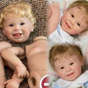 Puppen kuschely Harper Reborn Baby mit verwurzeltem goldenem Haar Ganzkörper weicher Touch Silikon Vinyl mit sichtbaren Adern Haut lebensechte Puppe