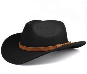 Breda randen hattar etnisk stil cowboy hatt mode chic unisex fast färg jazz med tjurformad dekor western elob223293417