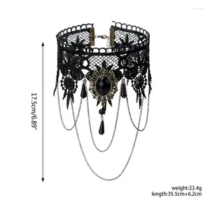 Кокер элегантный сексуальный ретро -готический ожерелье Черное кружевное цепное воротнич