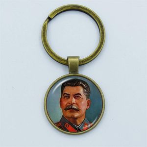 Keychains CCCP Sovjet Ryssland Keychain Space Flight Universe USSR Communism Symbol Charm Glass Cabochon Nyckelringar smycken