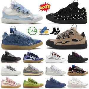 Fashion Top Quality Womens Mens Curb Designer Shoes Luxury Calfskin Rubber Nappa Platform Flat Trainers OG Original Hightop Suede Leather Denim Blue Green Sneakers