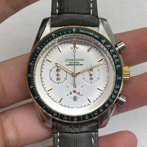 Дизайнерские часы Reloj смотрит на aaa Quartz Watch Oujia Superb шесть игл золото шесть календарей Зеленый круг белый кварц часы CL014