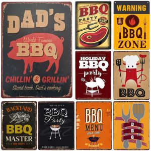 Grills Metal Tin Sign BBQ Patio Decorazione Grill Segni in metallo Design per decorazioni da parete per caffè Ber Beer Club Wall Home Decor