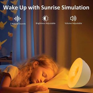 Relógios de mesa relógios bluetooth relógio acordar um despertador leve com simulação de sol do sol colorido colorido luminoso tocador de música tocador de música