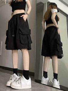 女子ショートパンツZoki Streetwear Hip-Hop Shorts女性レトロハラジュクハイウエストY2Kショーツカジュアル韓国ポケット