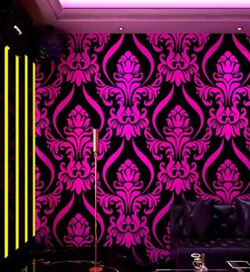 Luxury moderno moderno metallico damasco 3D Damask Vinile Wallpaper Wall Paper Camera da letto sfondi Room rotolo Blu Nero Rosso Purple8762434