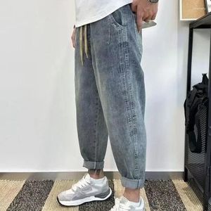 Mäns jeans manliga cowboybyxor harem för män beskurna byxor avsmalnande mjuk designer casual tvättad sommarfjäder hösten baggy klassiker xs