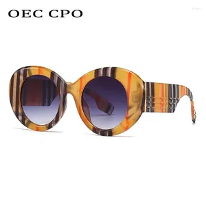 Sunglasses Oversized Round Women Ins Fashion Stripe Candy Color Punk Glasses For Men Shades UV400 Retro Eyewear