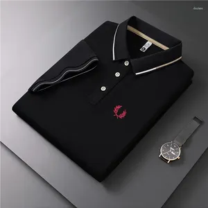 Polos masculinos 2024 de alta qualidade camisa polo bordada de verão