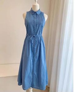 Повседневные платья Top End Women Fashion Cotton Blue Trace-Up Maxi Tank Платье