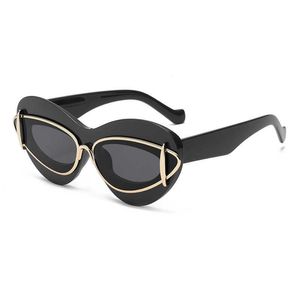 Óculos de sol, designer de moda, óculos de sol para mulheres acetato de metal moldura dupla de gato de gato Óculos de vanguarda de vanguarda de vanguar