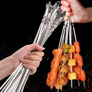 Accessories 10/20/30/50/100Pcs Reusable Stainless Steel BBQ Skewers Perfect for Outdoor Camping & Indoor Grilling Parties!