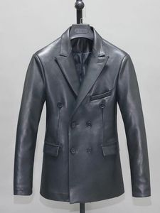 Abiti da uomo abbigliamento di lusso vera pelle di pelle di pelle di pecora blazer maschio evento formale cappotto esterno nero più oversize xxxl 3xl