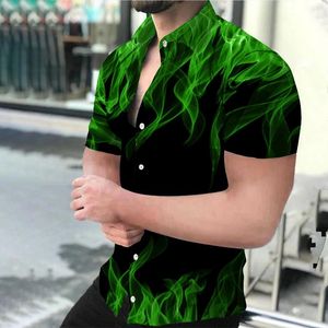 Men's Casual Shirts 2024 Printed Short Sleeve Fashion Shirt Summer 3D Flame Cool Personalized Large Size Affordable Clothing