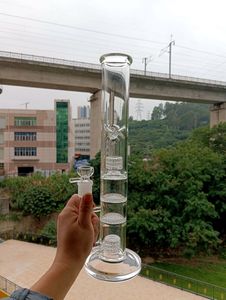 Clear 18 inch Glass Bong Hookahs with Honeycomb Filters Tire Percolator Female 18mm Smoking Pipes