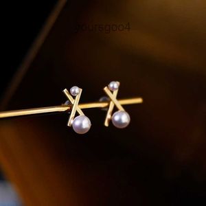 Women Earrings Girl Valentines Day mammy Gift home balance beauty Pearl Earrings high texture vacuum plating protection Earrings cross balance beam Earrings