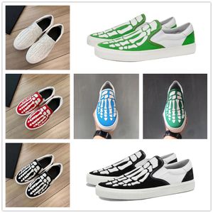 Skel Toe Slip-on Men Женщины повседневная обувь дизайнерские скелетные кроссовки Canvas Fashion Flat Black White Red Green Blue Bones Runner Man Trainers Trainers Sports Sneakers